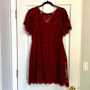 Burgundy Lulus Size Large Lace Dress